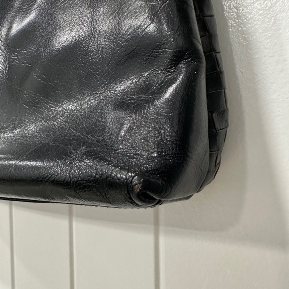 Vintage Pistore Italian Chic Black Woven Leather Shoulder Bag - Picture 6 of 13